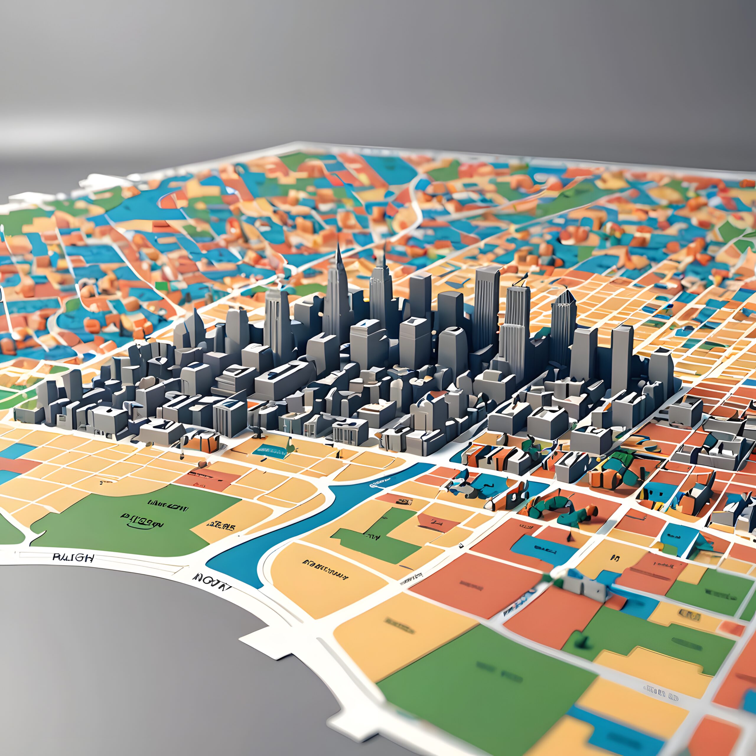 Stylized 3D Cityscape Model on a Map